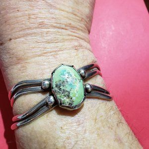 Vintage Southwest Green Turquoise Cuff Bracelet